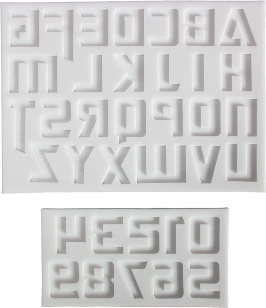 Stylish English Alphabets/Letters & Numbers Silicone Molds For Fondant Cake, Gum paste, Chocolate, DIY Cake Decorations (Metallic)