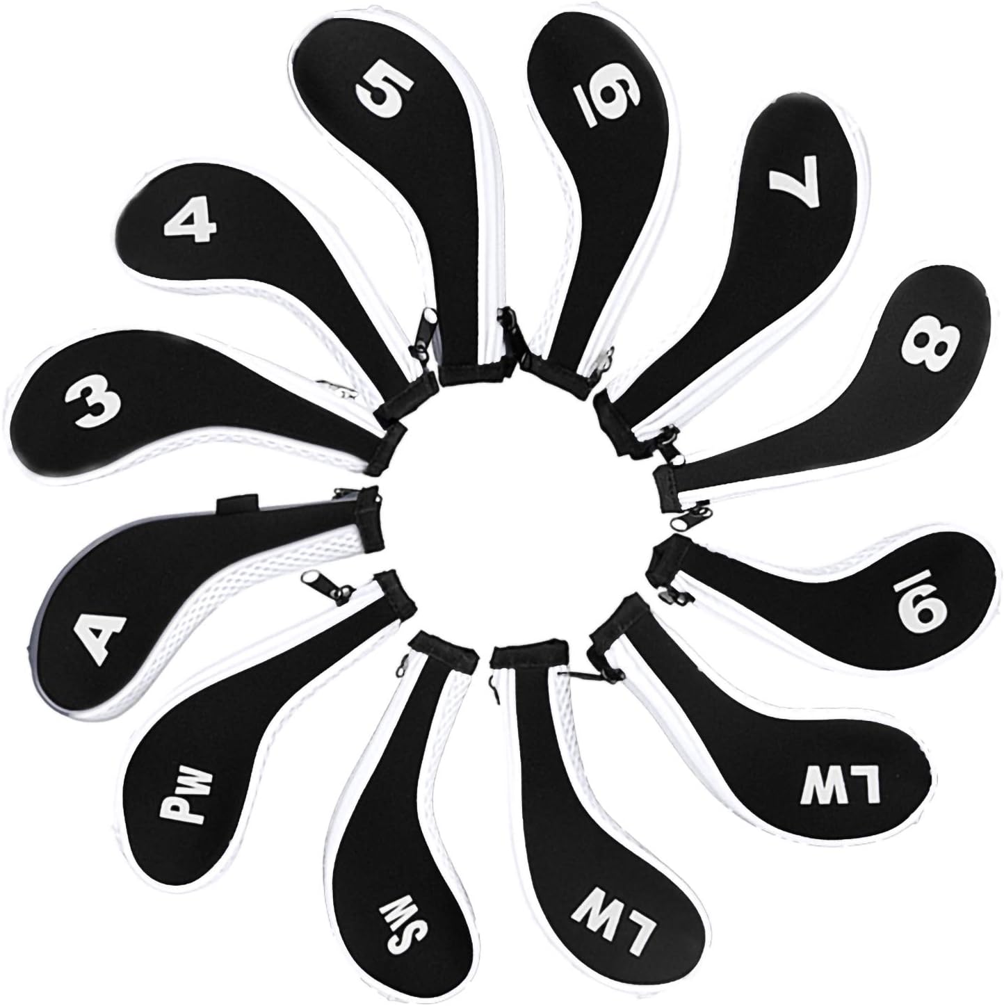 Andux 12pcs/Set Golf Iron Club Head Covers Number Print Long Neck with Zipper