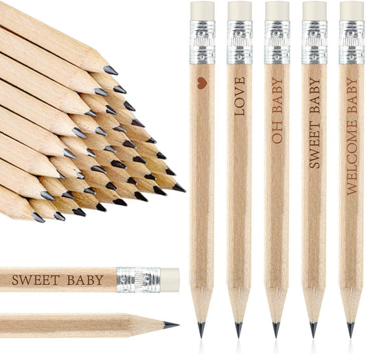 50 Sets Boho Baby Shower Pencils Gifts Bulk for Guest Golf Half Pencil Baby Shower Game Sharpened Mini Pencils with Eraser Bohemian Pampas Grass Girl Boy Neutral Gender Reveal Party Favors