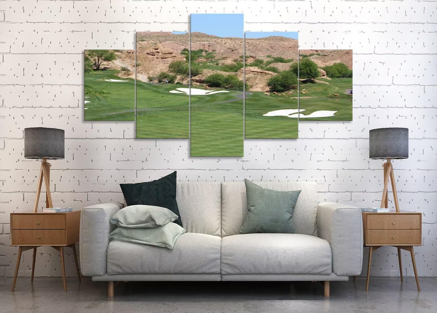 USA Canyons Golf Desert Wall Art for Office Living Room Bedroom Bathroom Wall Decorations Golf Pictures Posters Framed Artwork Canvas Prints Ready to Hang(60''W x 32''H)