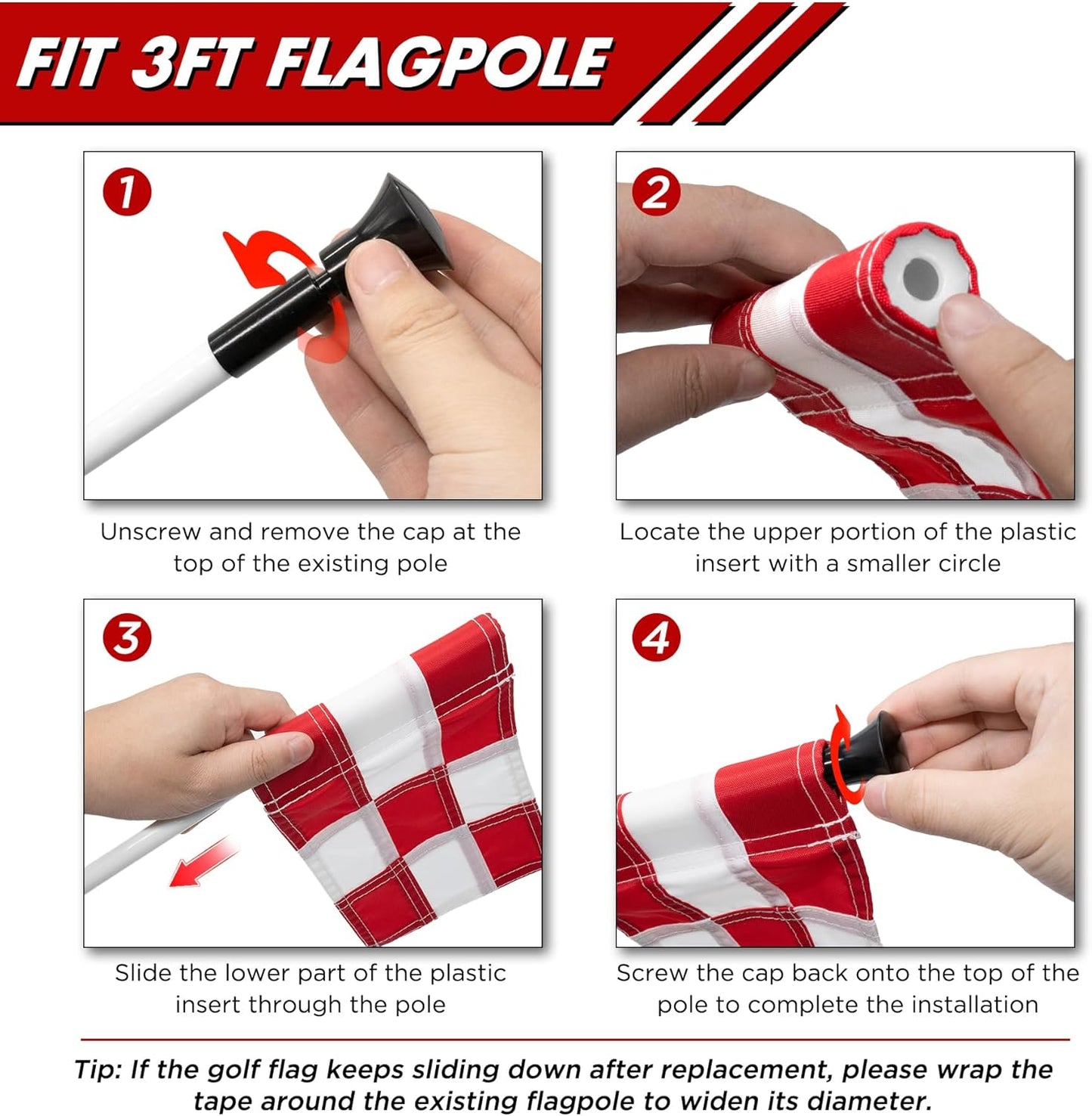 KINGTOP Checkered Golf Flag All 8x6 Inch – 420D Nylon, Tube Inserted – Mini Practice Putting Green Flags for Yard