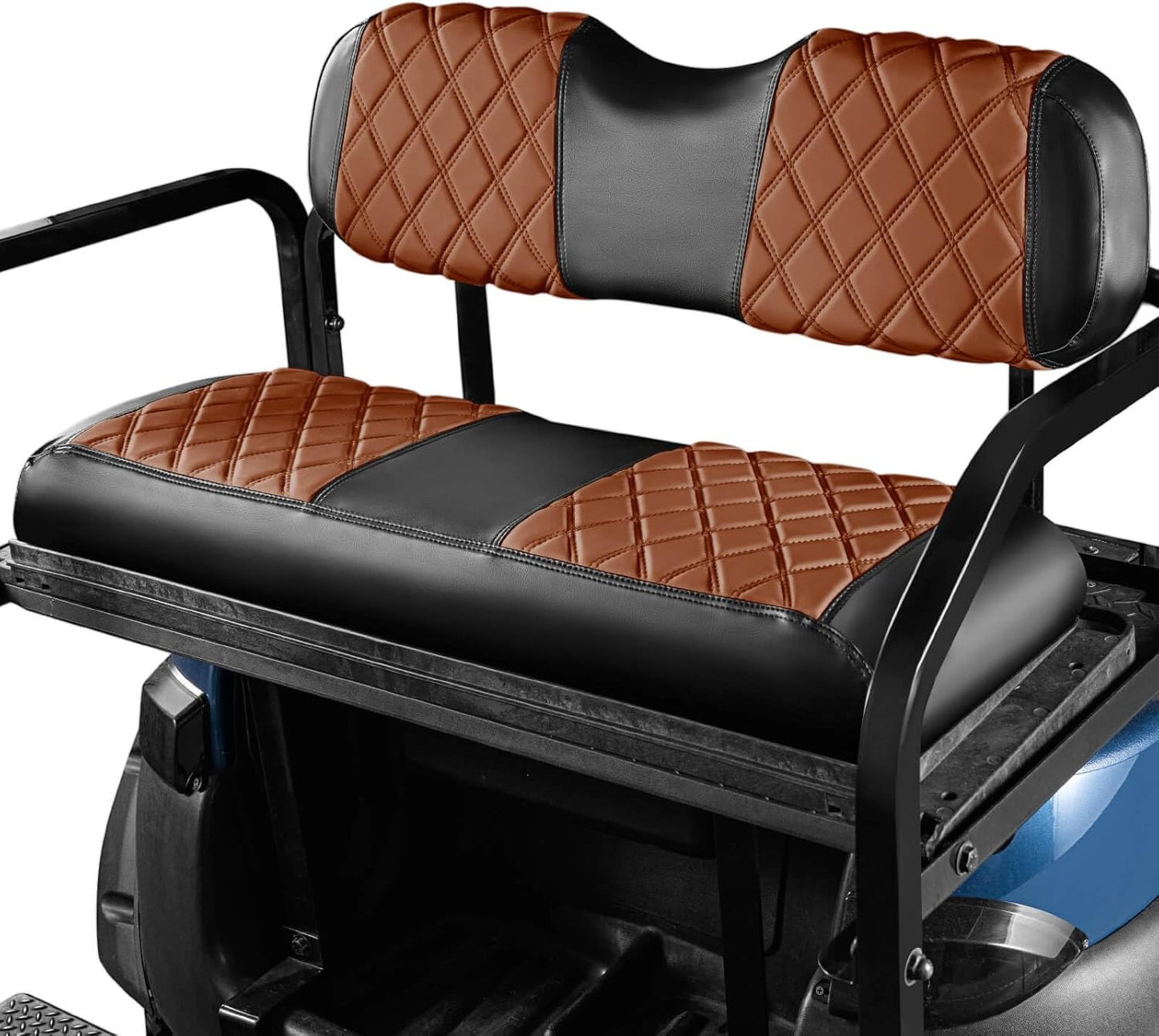 NOKINS Golf Cart Seat Covers Fit Club Car Precedent/DS/EZGO RXV/TXT/Yamaha Drive Aftermarket Standard Rear Seat Cushion, No Stapler, Multiple Colors&Breathable (Dark Brown&Black)