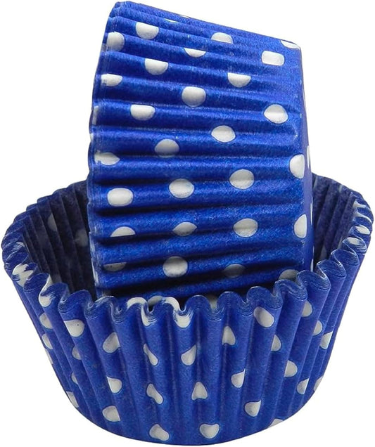 Regency Wraps Greaseproof Professional Grade Baking Cups, Pack of 40, Standard Liners, Cobalt Blue Polka Dots, for Cupcakes, Muffins, Candy, Non Stick