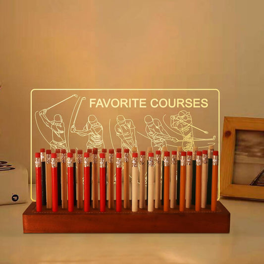 Light Up Golf Pencil Display Case, Wooden Acrylic Accessories with Warm White Lights for Pencil Display and Storage in Homes, Offices, Golf Pro Stores, Golf Museums, and Galleries