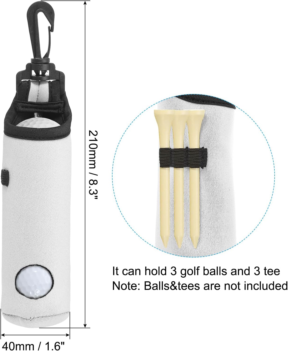 PATIKIL Golf Ball Carry Bag, Golf Tee Holder Pouch Portable Neoprene Golf Ball Holder with Clip for Men and Women Storage Gifts