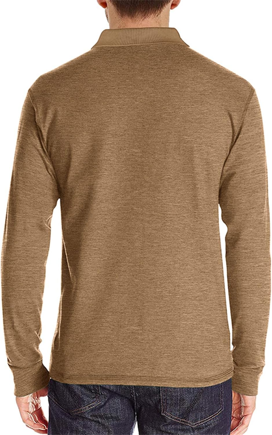 Mens Long Sleeve Polo Shirts Casual Moisture Wicking Golf Polo Shirts with Pocket