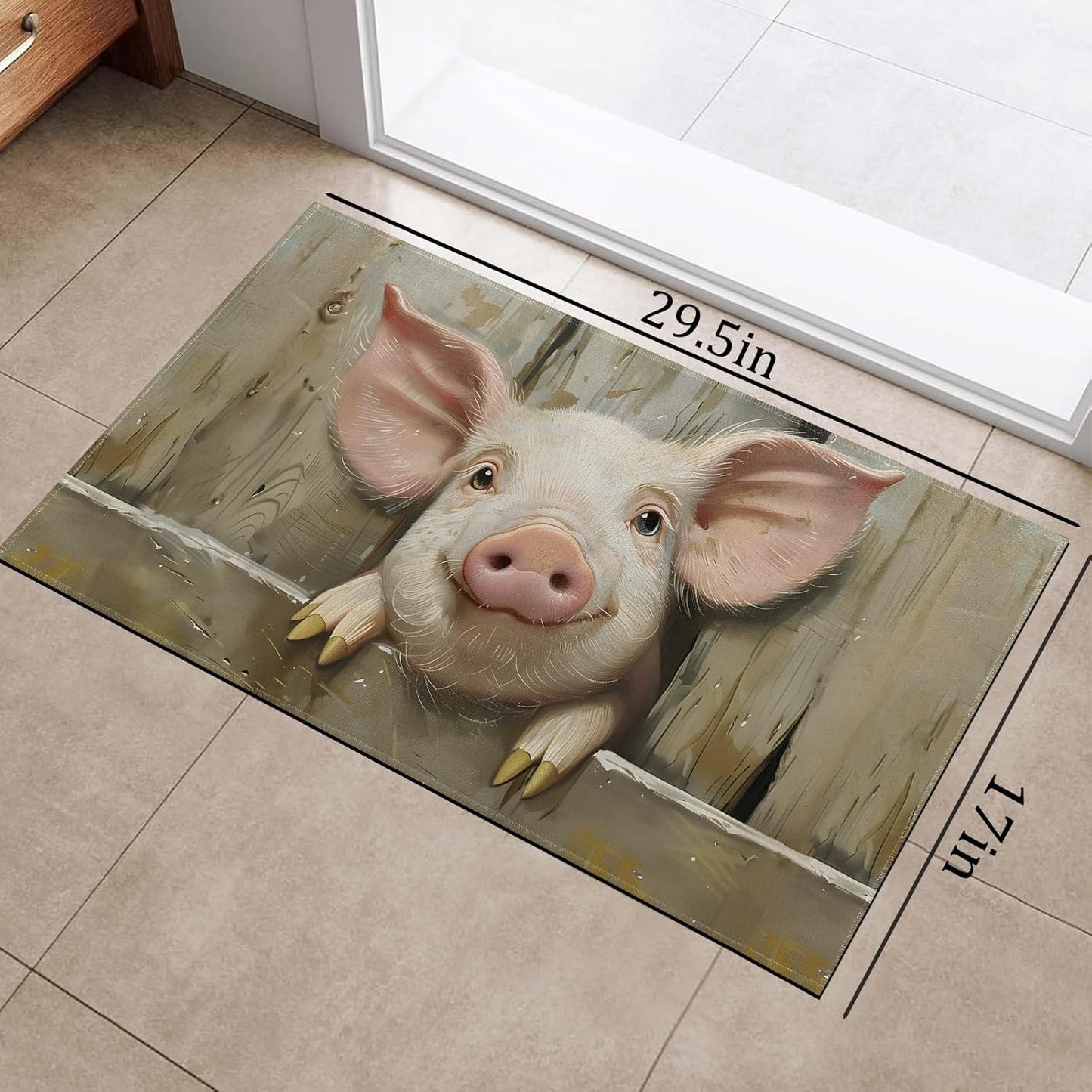 Farmhouse Pig Indoor Doormat, Non-Woven Fabrics Non Slip Floor Mat 17x29.5 in Area Rug Quick Absorbent Entrance Rug Front Door Mat, Welcome Mats Entryway Rug Doormats for Kitchen Home Bedroom