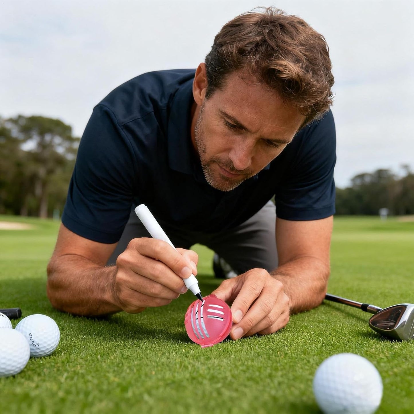 Golf Ball Line Marker Tool, Portable 360 Degree Stencil, Putting Alignment Aid, Golf Accessory with Easy Use and Precise Marking, Training Tool for Course Practice Sport Game Outdoor Competition Men