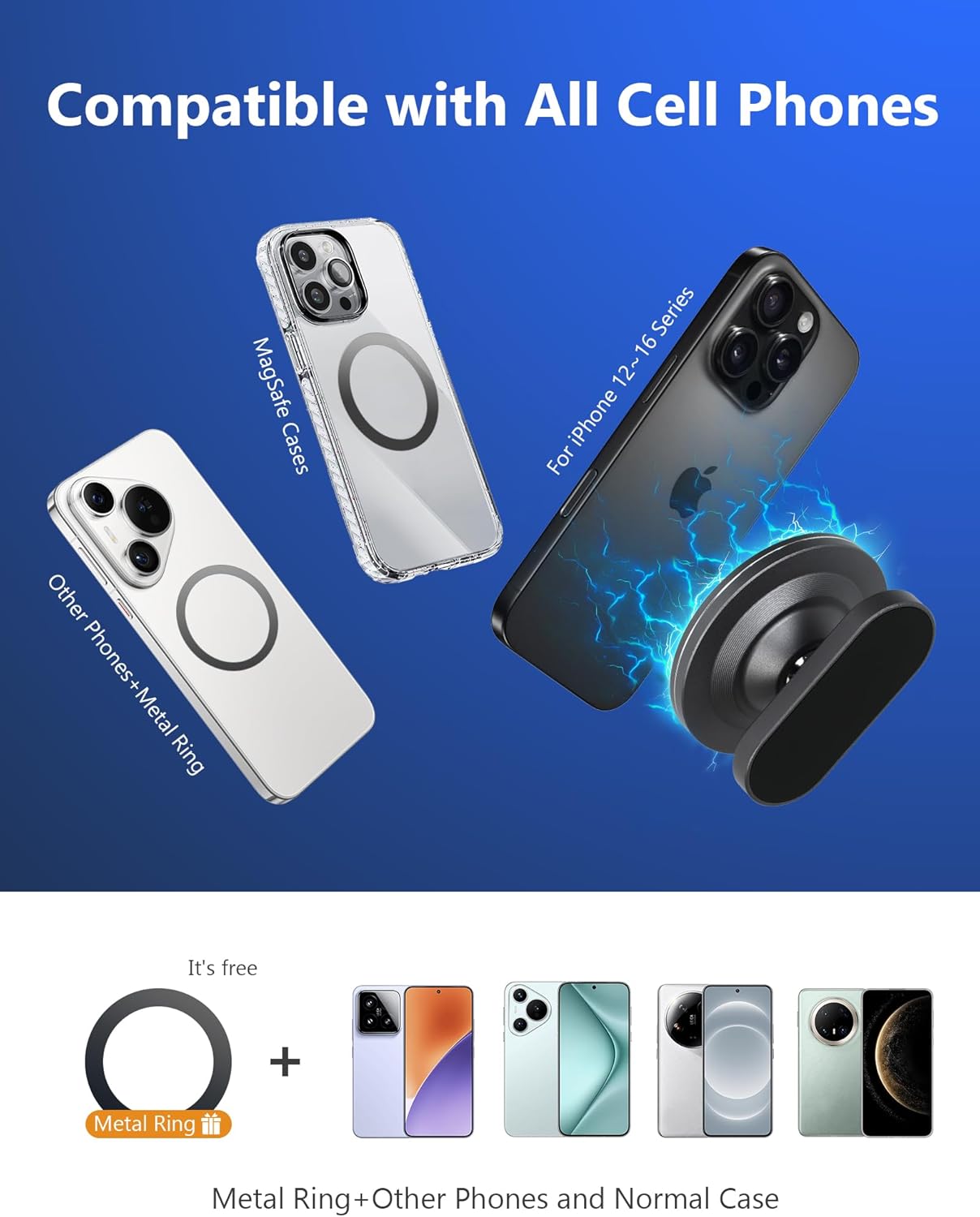 Aluminum Alloy Magnetic Golf Cart Phone Holder with N52 Magnets, Golf Accessories Compatible with MagSafe iPhone 16 Pro Max Plus 15 14 13 12 Mini Fits EZGO Yamaha Club Car Icon, Coolest Golf Gift