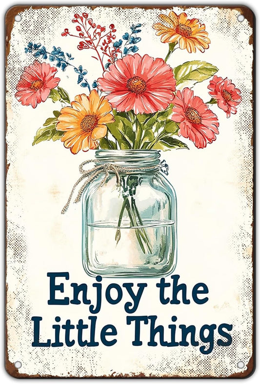 Metal Tin Sign Garden Signs Vintage Flower Signs Funny Fresh Flowers Sign Decorative Signs And Plaques For Kitchen Enjoy The Little Things Sign Farmhouse 8x12 Inch