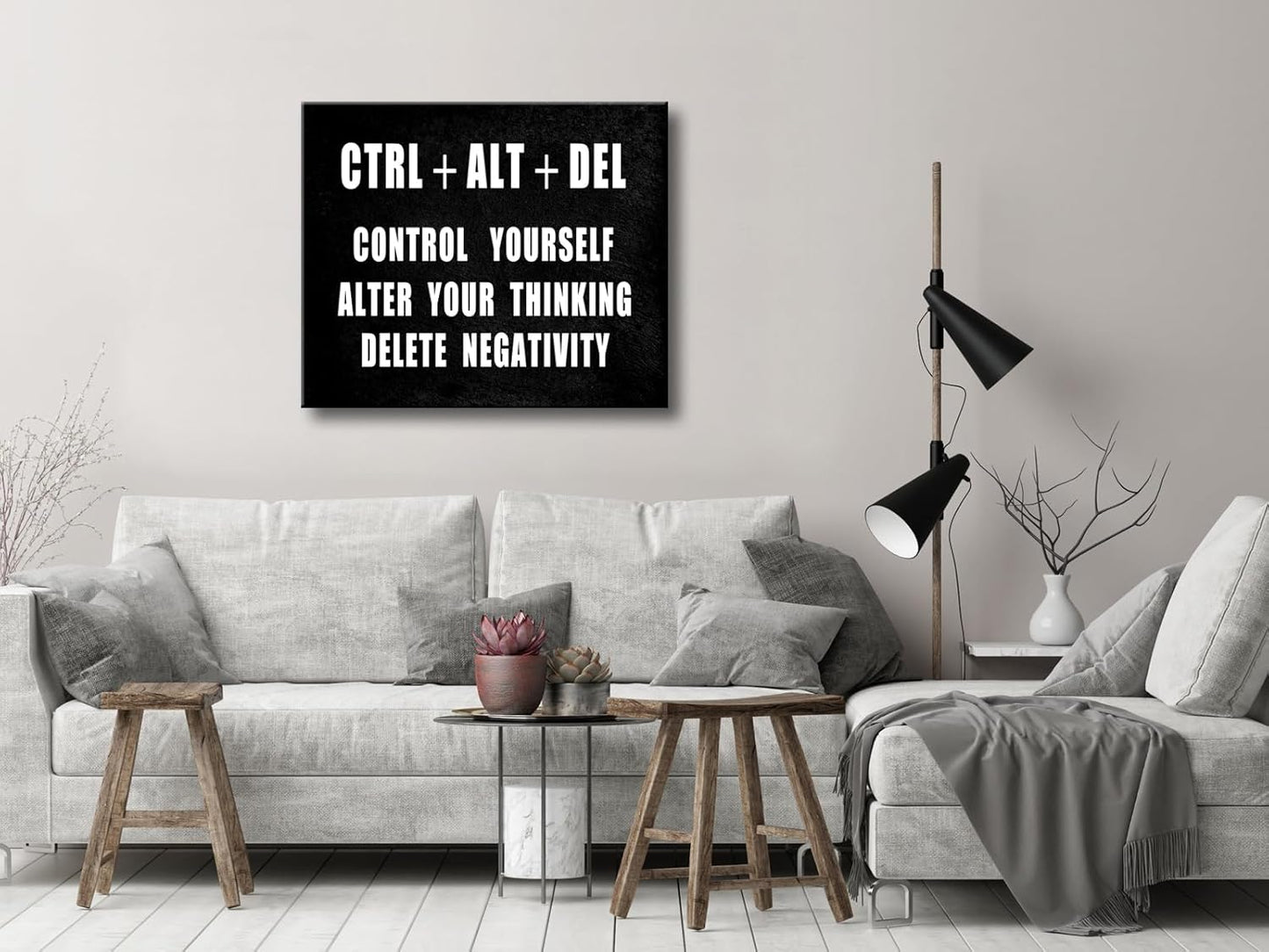 Pyradecor Motivational CTRL+ALT+DEL Classroom Positive Quotes Inspirational Poster Canvas Prints Wall Art for Office Living Room Home Decorations