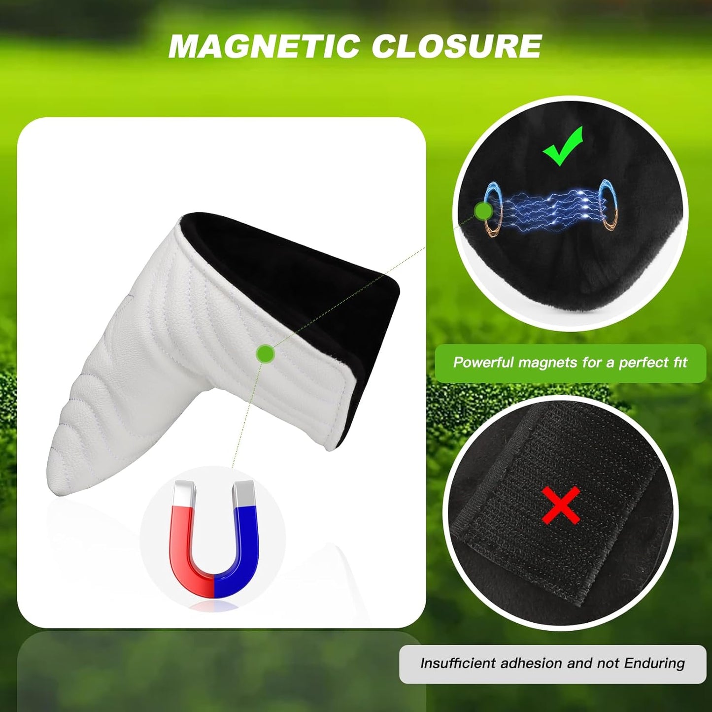 4pcs or 1pc Golf Club Head Covers for Woods, Driver, Fairway, Hybrid – Premium PU Leather with Interchangeable Tags & Magnetic Blade and Mallet Putter Covers