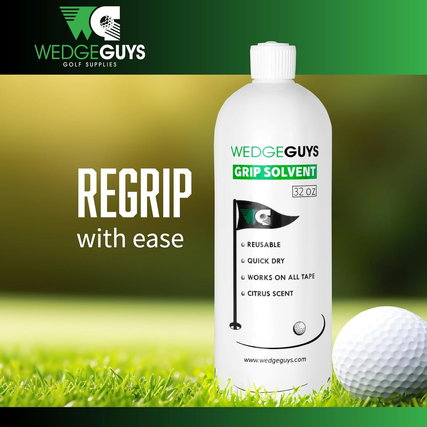 Wedge Guys Professional Golf Grip Tape Solvent for Regripping Golf Clubs | Golf Grip Solvent Solution for Easy Regripping and Golf Club Repair |