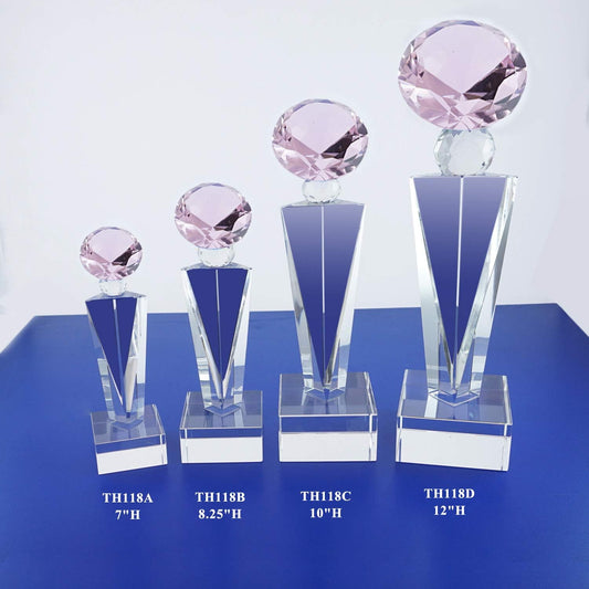 Optical Crystal Glass Diamond Trophy Awards Recognition Achievement Reality Personalized Custom Laser Etched Engraving Trophy