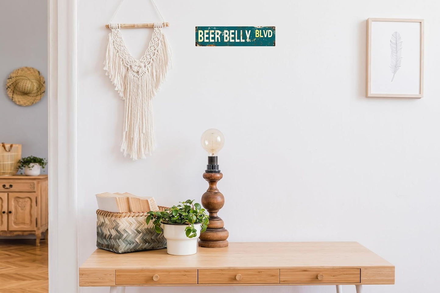 AWISZZZ Vintage Metal Tin Sign Retro Beer Belly Blvd Signs Stylish Wall Art Plaques for Home Decor Bathroom Kitchen House and Gothic Wall Decor or as a Unique Poster 16x4 in