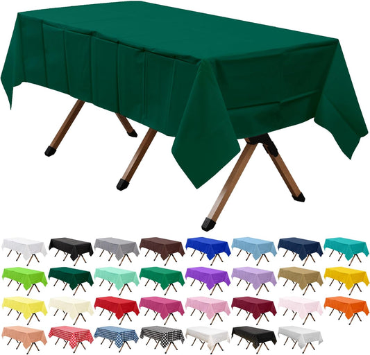 2 Pack Hunter Green Premium Plastic Tablecloth Rectangle 54 x 108 Inches Reusable Forest Green Decorative Table Cover for Dining, Wedding, Party, Indoor and Outdoor use