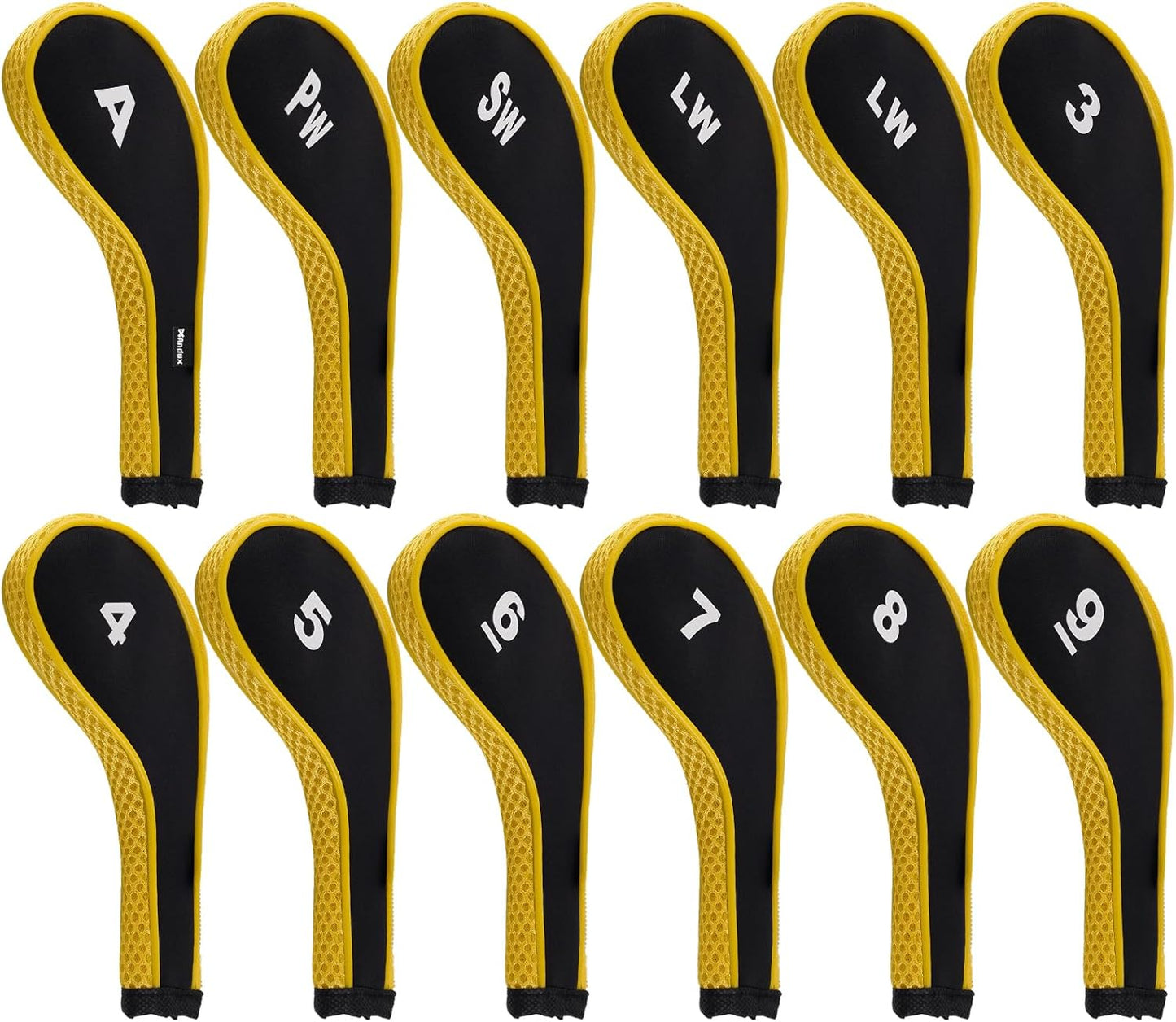 Andux 12pcs/Set Golf Iron Club Head Covers Number Print Long Neck with Zipper