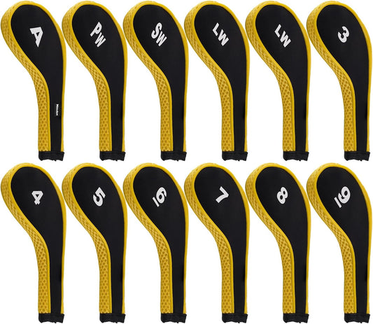 Andux 12pcs/Set Golf Iron Club Head Covers Number Print Long Neck with Zipper