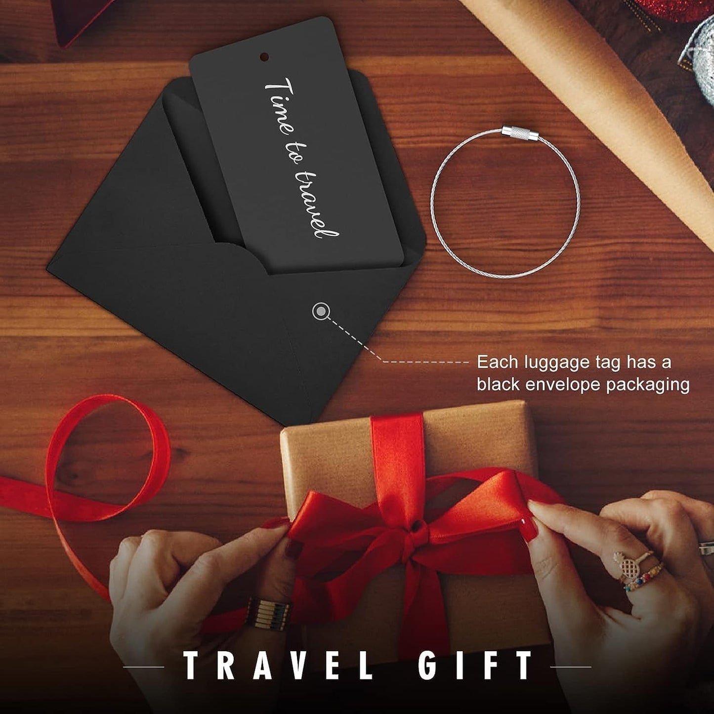 Luggage Tags for Suitcase - Personalized Engraved Metal Tag for Cruise Travel - Custom Name Tags Suitable for Bags and Backpacks Black