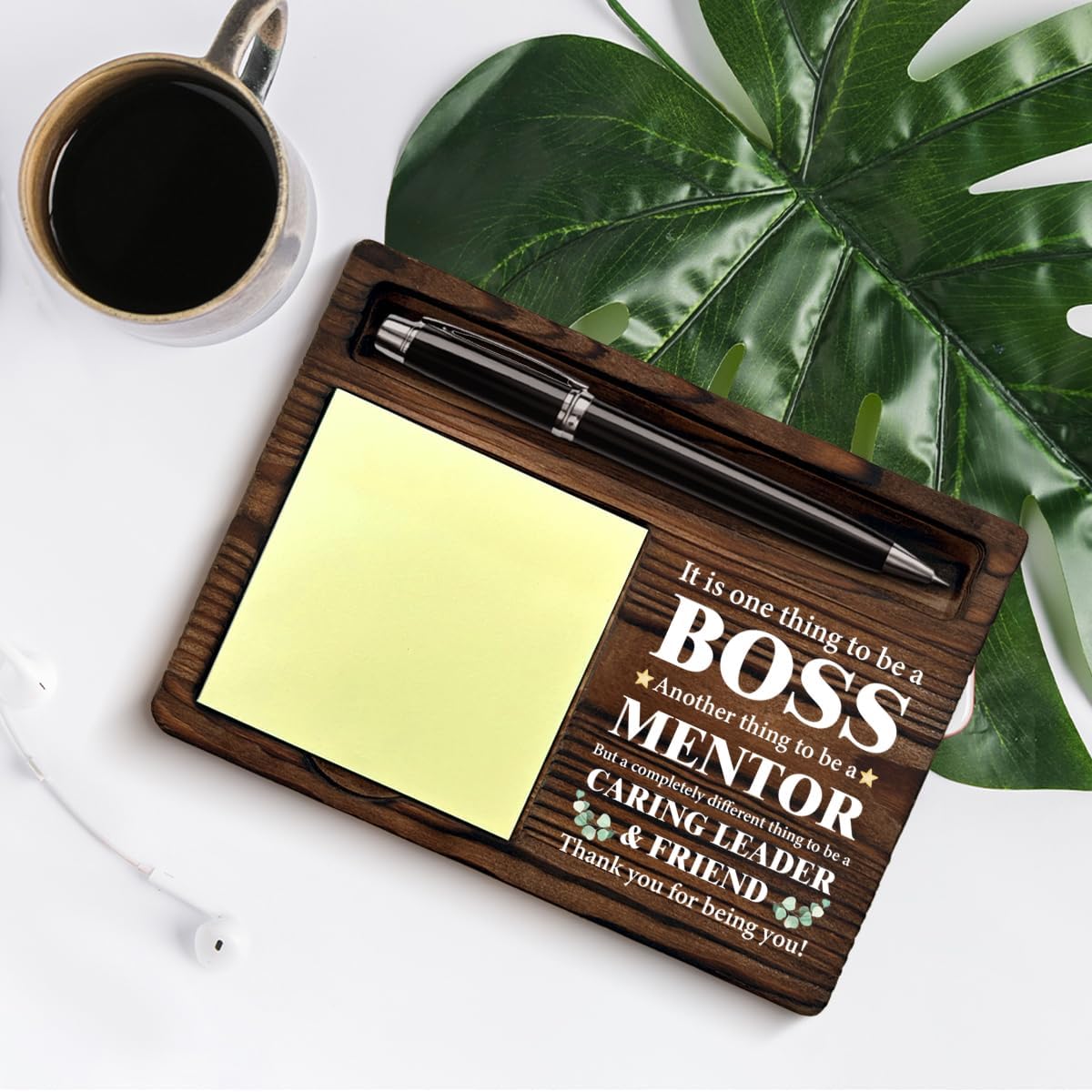 Boss Appreciation Gifts, Thank You Gifts for Bosses Leader Boss's Day Retirement Farewell Birthday, Best Boss Thank You Sticky Note Holder Office Decor