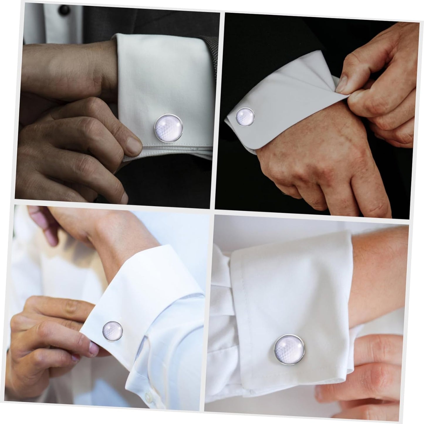 Golf Ball Cufflinks for Men and Women Silver Metal and Crystal Glass Shirt Studs Unique Suit Buttons Accessory Elegant Small Cuff Links for Business Wedding and Formal Shirts Idea
