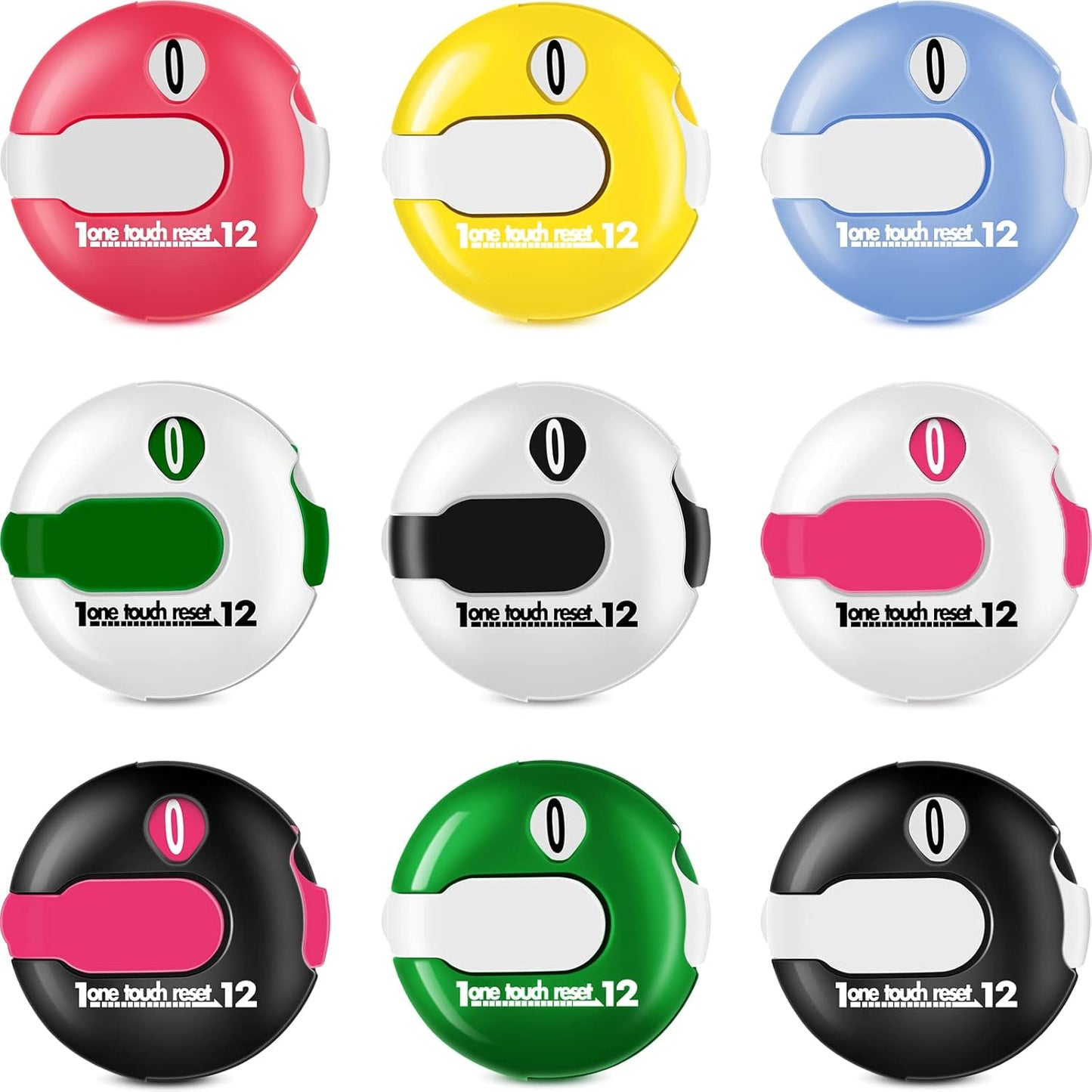 9 Pcs Golf Score Counter Mini Golf Stroke Counter Clicker Accessories for Women Men Scoring Keeper with Touch Reset and Clip Attachment to Scorekeeper Glove, 1.2 in