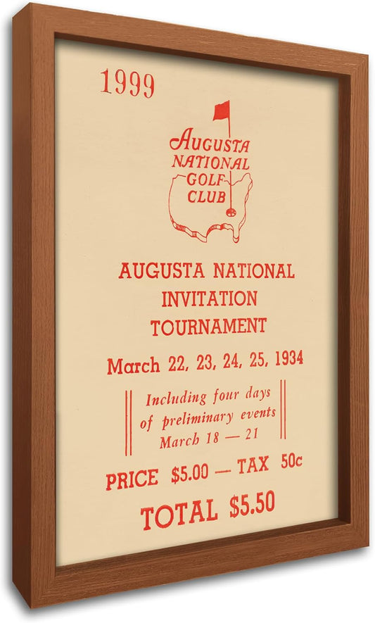 Framed Vintage Golf Wall Decor, Masters Golf Augusta National 1934 Tournament Wall Art Canvas Poster for Living Room Bedroom Office Decorations (12" x 16")