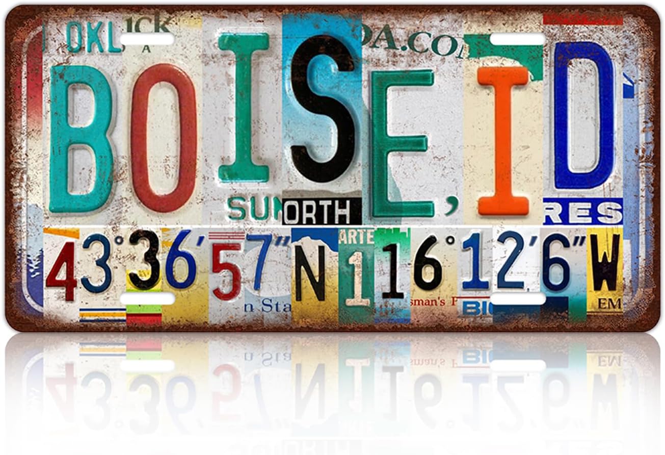 Vintage City Wall Decor Boise,Id License Plate Metal Sign Tin Signs Poster