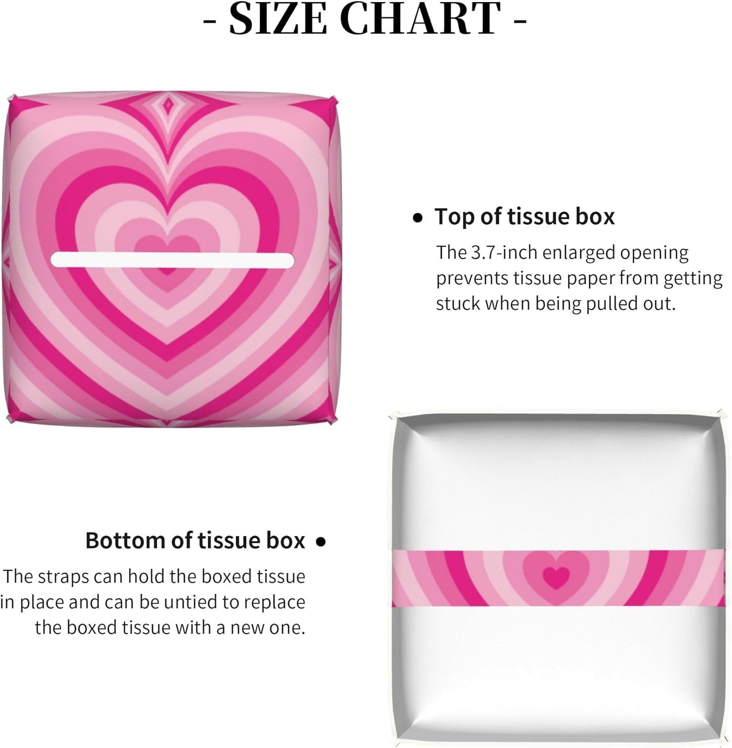 Tissue Box Holder Pink Heart Tissue Box Cover Square Leather Tissue Holder Organizer Portable Decorative Facial Paper Case for Home Office Bathroom Vanity Countertop