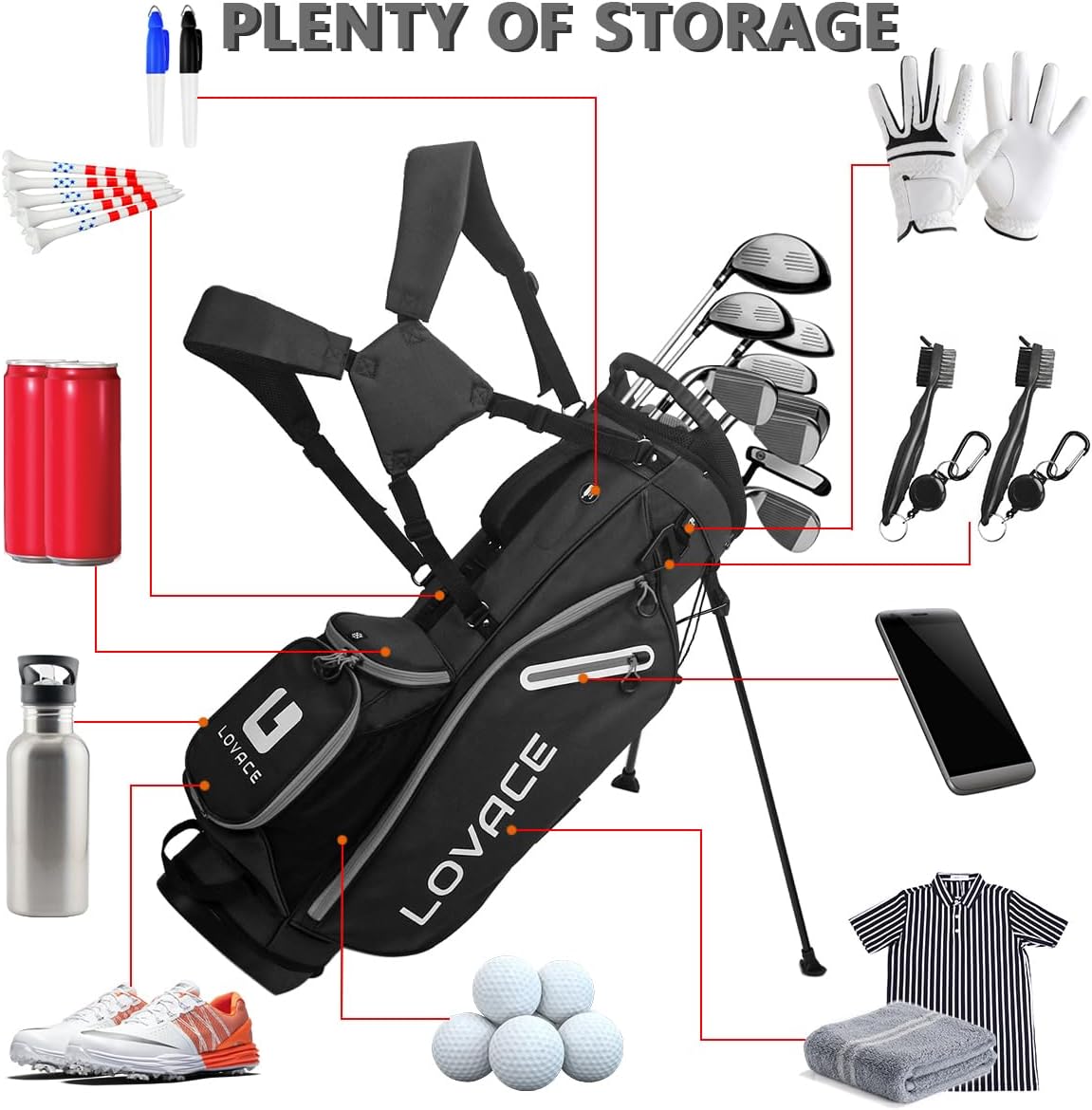 14-Way Golf Stand Bag, Lightweight Golf Bag with Stand for Men and Women