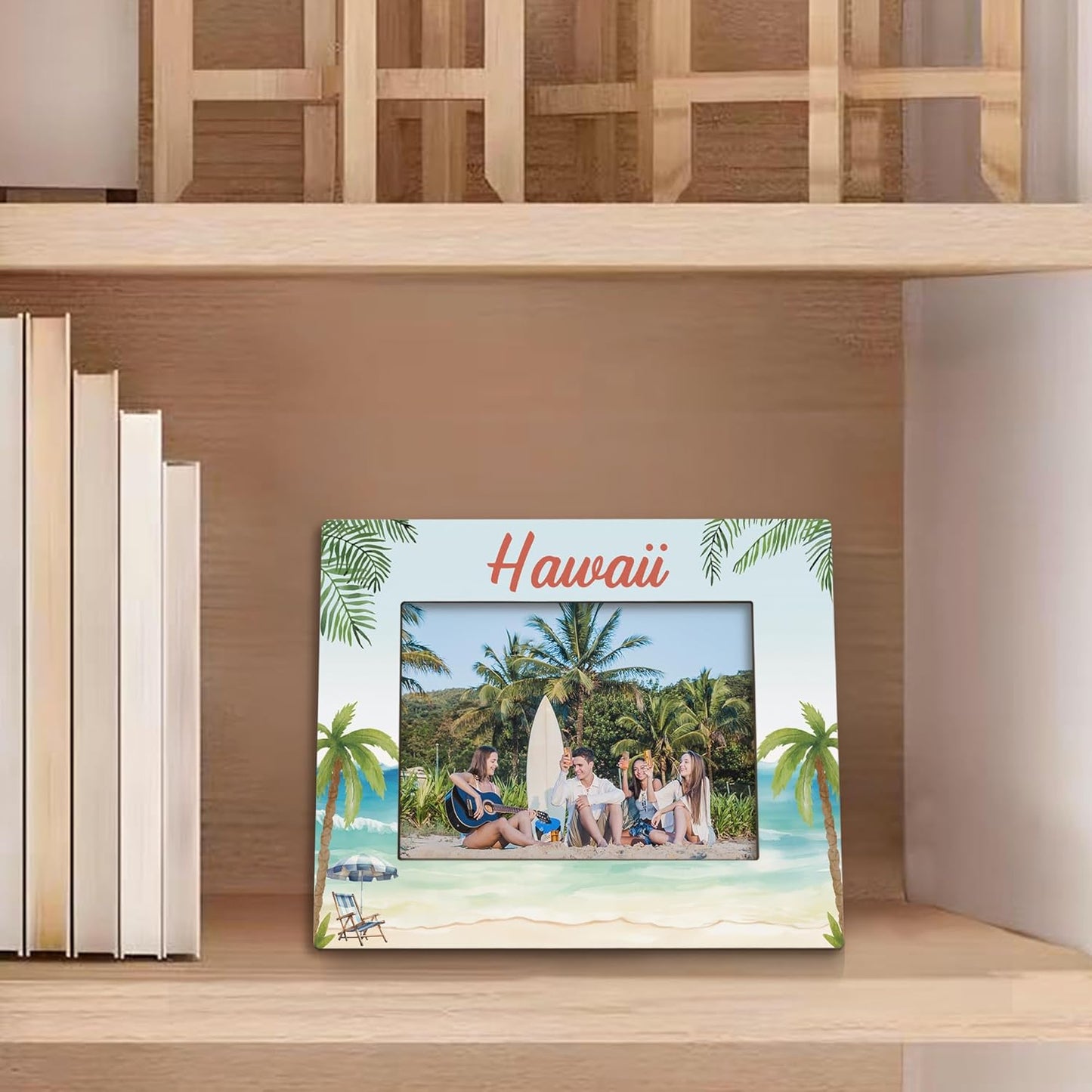 Hawaii Picture Frame 5x7, Beach Photo Frame, Gifts for Hawaii Trip, Travel PhotoFrame, Holiday Gifts for Family Couples Friends Wooden Picture Photo Frames for Desk Home Room Decor