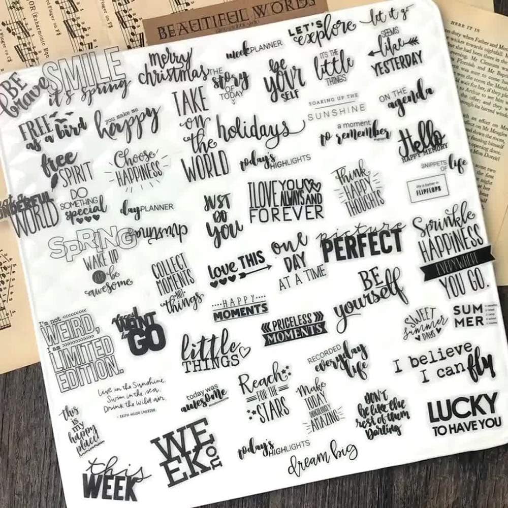 Doraking 90PCS Vintage Nice Words Sentences Sweet Happiness Stickers for Decoration Laptop Scrapbook Windows - Doraking No-Repeat Vintage Words Stickers