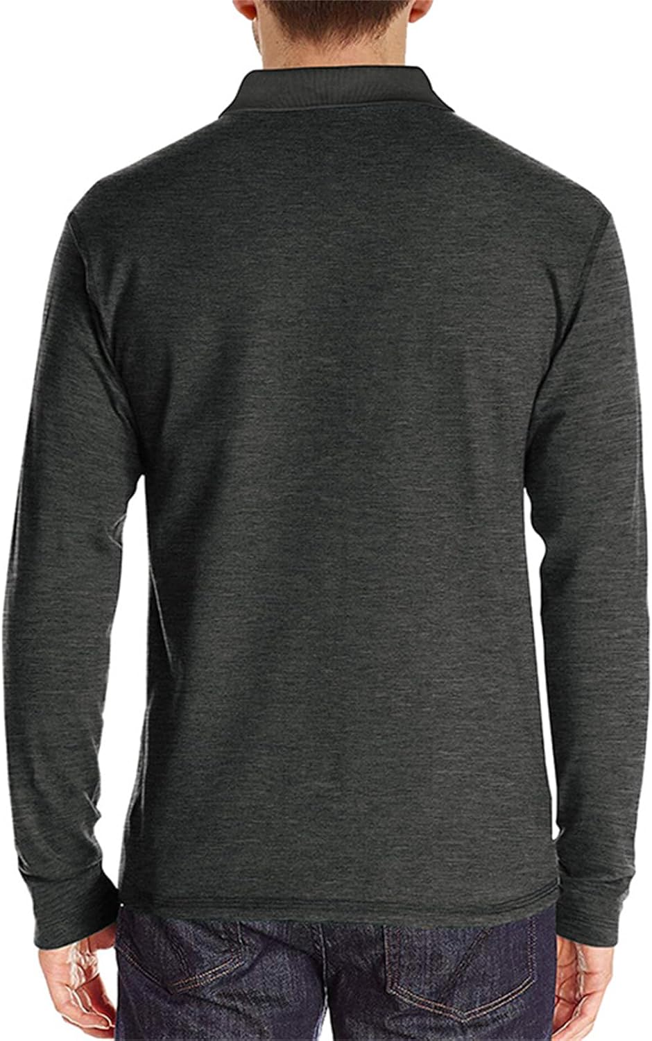 Mens Long Sleeve Polo Shirts Casual Moisture Wicking Golf Polo Shirts with Pocket