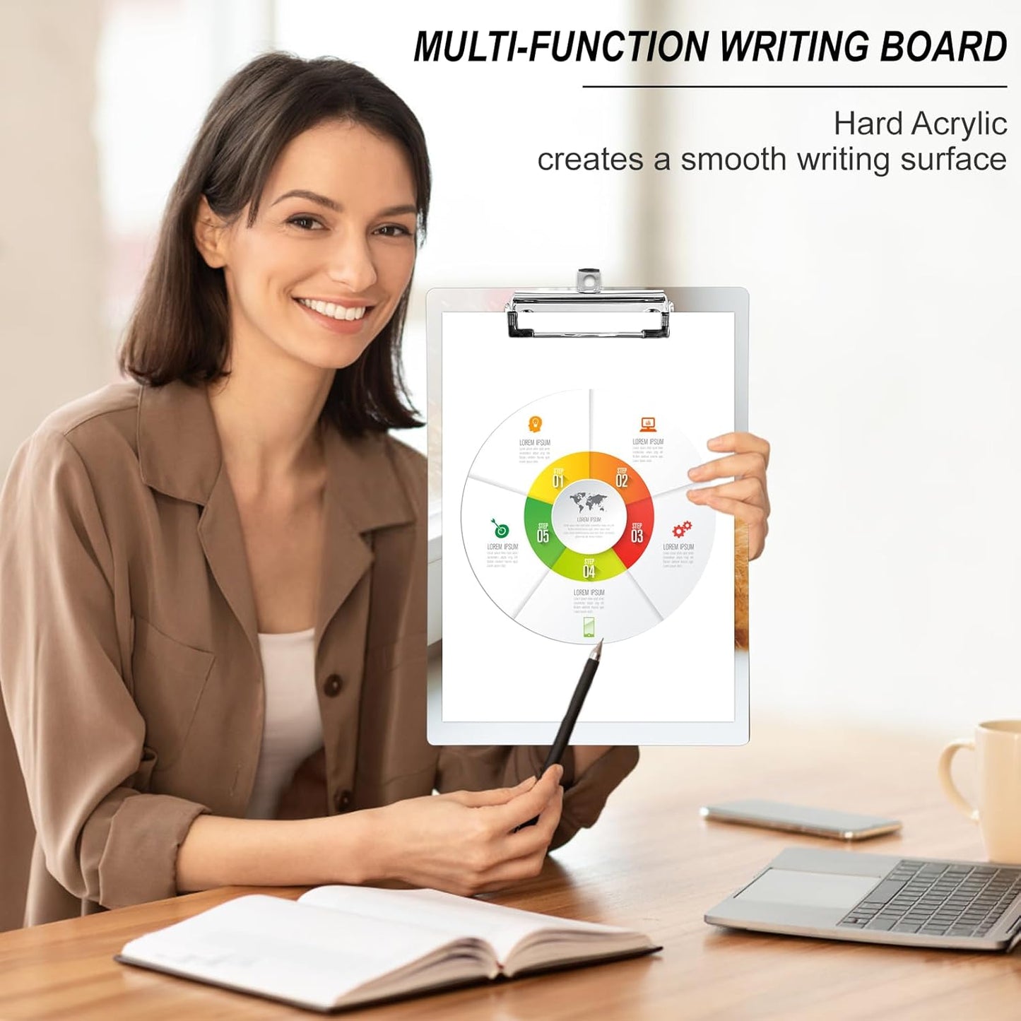 Plastic A4 Clipboards, Cute Fashion Clipboard Decorative, 12.2" x 8.7" Standard A4 Size Clipboards, Plastic Acrylic Clipboard for Teacher, Social Worker, Students,Women, Office Supplies(Cat)