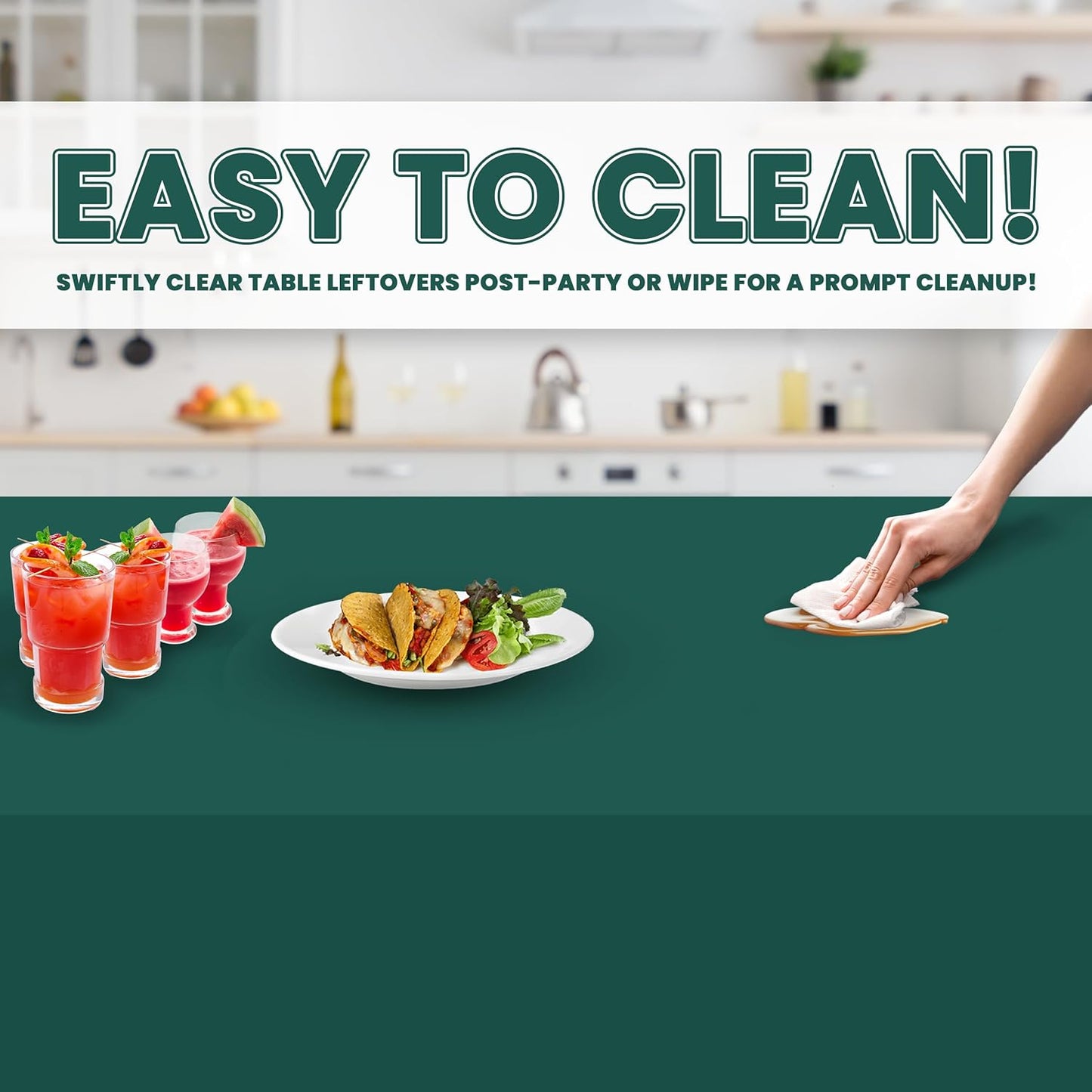 Grandipity 12 Pack Premium Disposable Plastic Tablecloth 54 Inch. x 108 Inch. Decorative Rectangle Table Cover - Dark Green