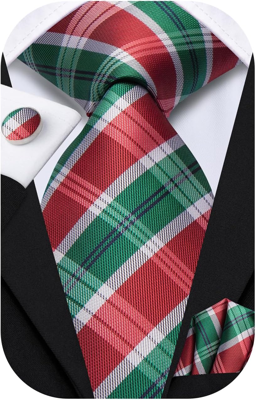 Dubulle Mens Paisley Striped Tie WOVEN Necktie for Men and Handkerchief Cufflinks Set Wedding Formal Business