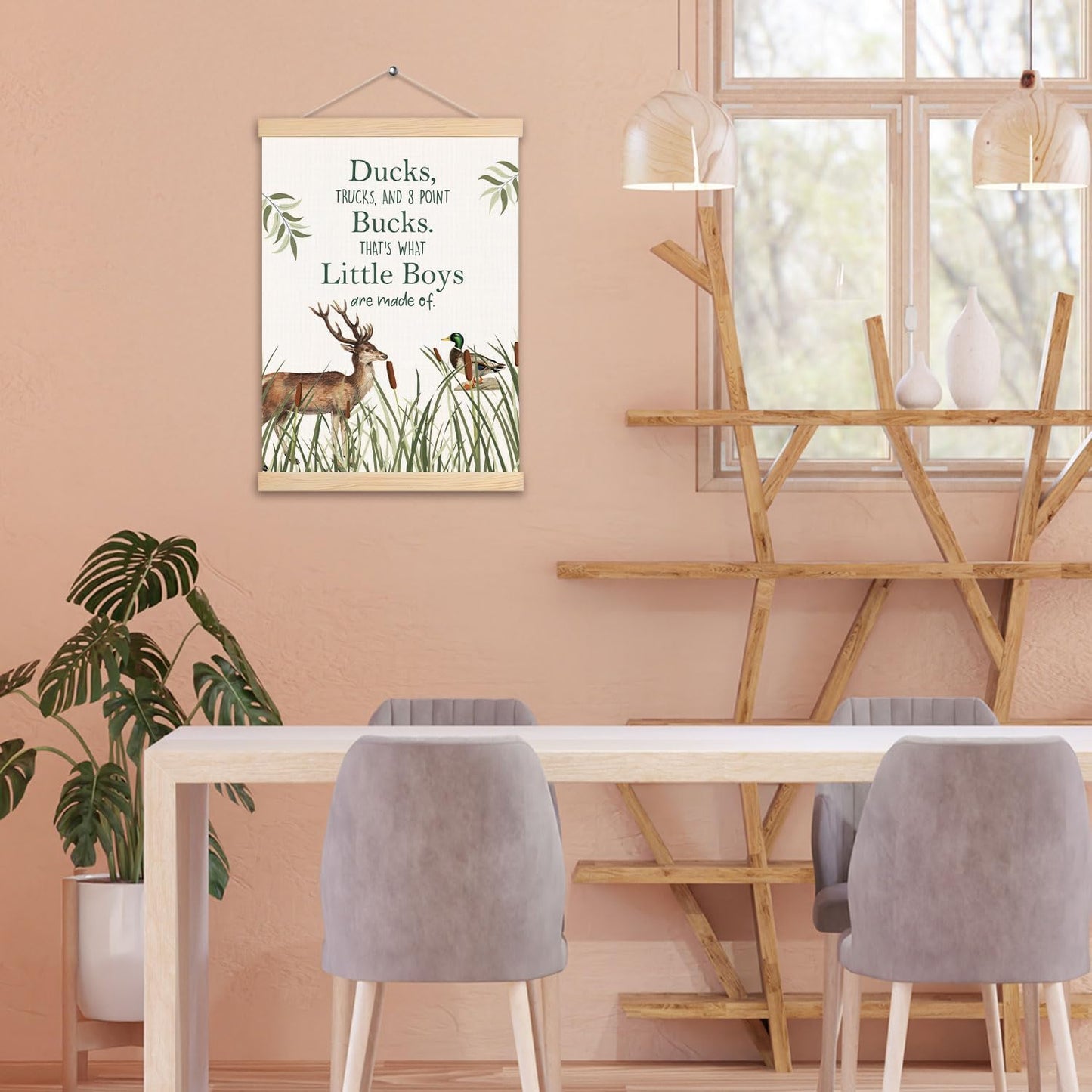 pouep Boys Room Decor, Mallard Duck and Deer Nursery Wall Art Poster, Boy Nursery Hunting Nursery Decor, Rustic Wildlife Wall Art for Toddler Little Boys Room Nursery Playroom Decor, 12x16 Inch