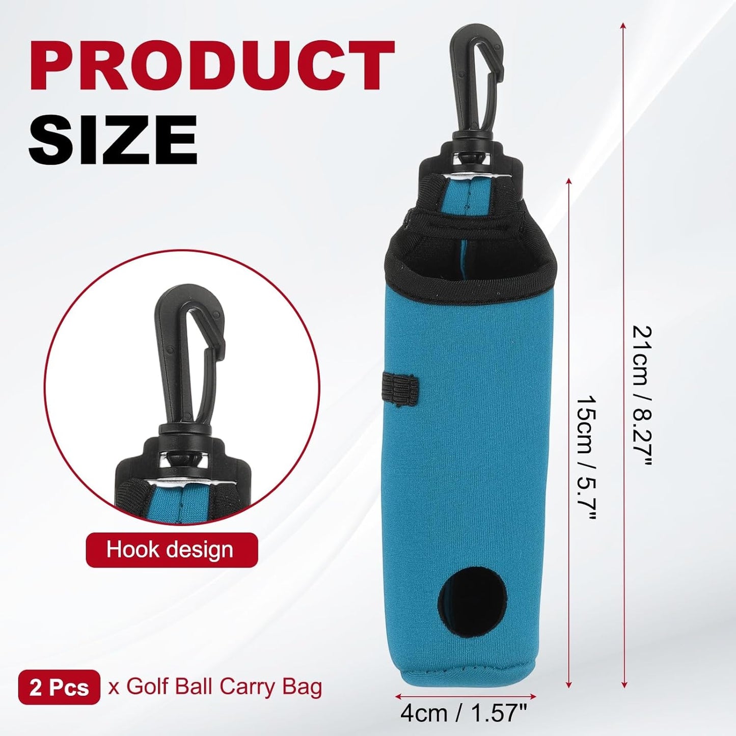 uxcell Golf Ball Carry Bag, Waist-Mounted Storage Bag Neoprene Golf Tee Holder Pouch with Lightweight Hook for Men and Women