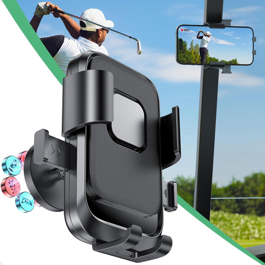 Golf Cart Phone Holder Golf Cart Magnetic Phone Holder Mount Ultra Strength Magnets Cell Phone Caddy Compatible For EZGO/Club Car/iPhone/Galaxy/Google Pixel, 360° Rotatable/One-Handed Pick & Place