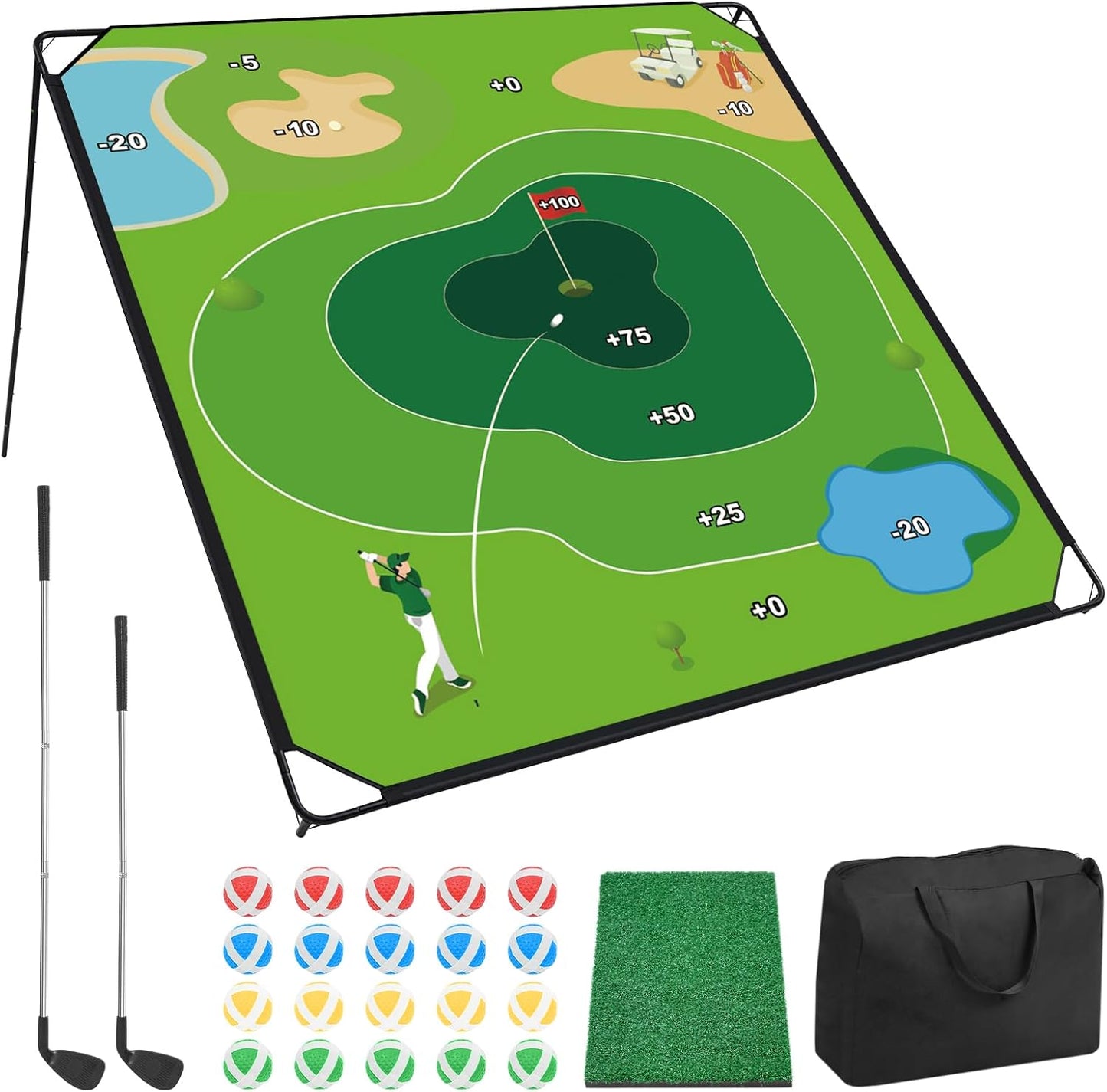 Golf Chipping Game Set, 71"x71" Large Sticky Golf Game, Outdoor Indoor Golf Chipping Games for Adults Friends Family