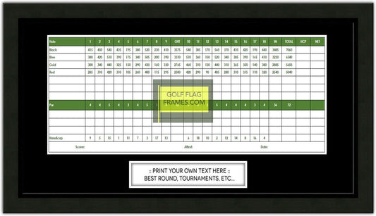 Custom Size Golf Scorecard Frame; Black Wood Frame 4.5x12, Black Mat