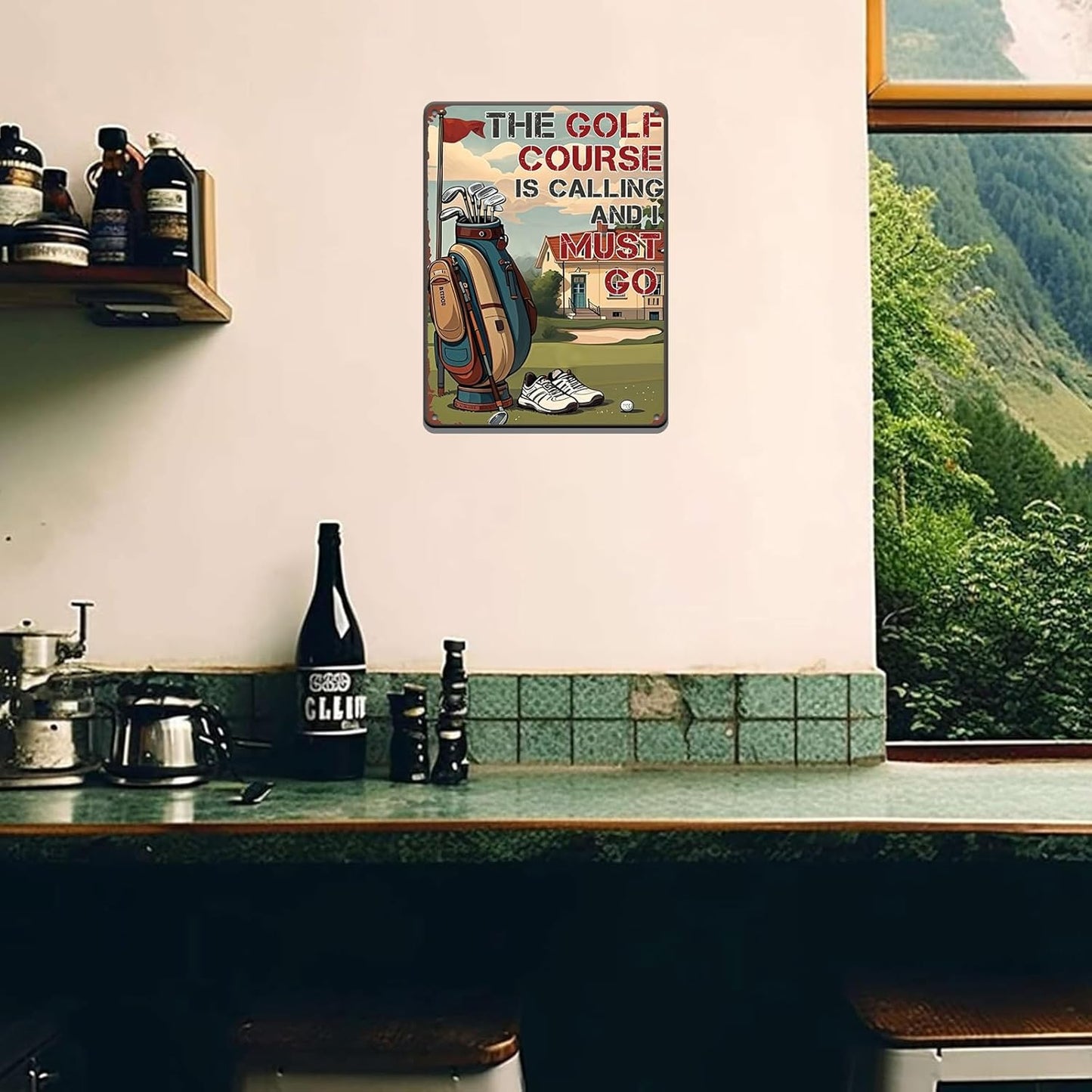Golf Poster Golf Metal Tin Sign The Golf Course is Calling and I Must Go Poster Home Decor Garage Bar Restaurant Kitchen Cafe 12x16 Inch Wall Art Decor