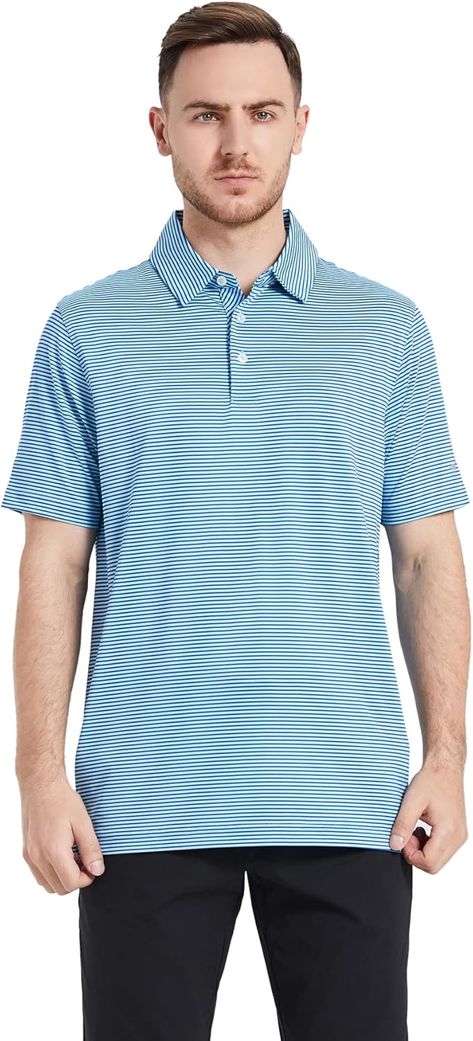 Golf Shirts for Men Dry Fit Short Sleeve Print Performance Moisture Wicking Polo Shirt