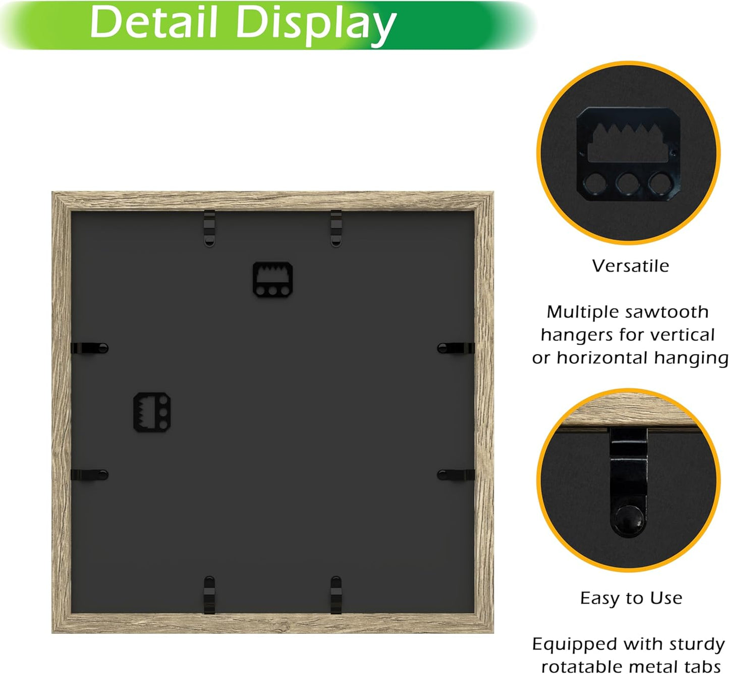 FrameWorks 11x11 Driftwood Wooden Shadow Box Frame – Soft Felt Back, Tempered Glass, and Included Elegant White Ball Push Pins