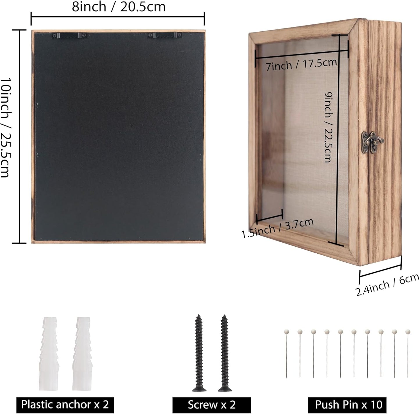 GraduatePro Shadow Box Frame 8x10 Display Case with Linen Back, Real Glass Window Door with Hinge, Picture Frame Wedding Bouquet Memorabilia Medals Photos Memory Box for Keepsakes, Carbonized Black