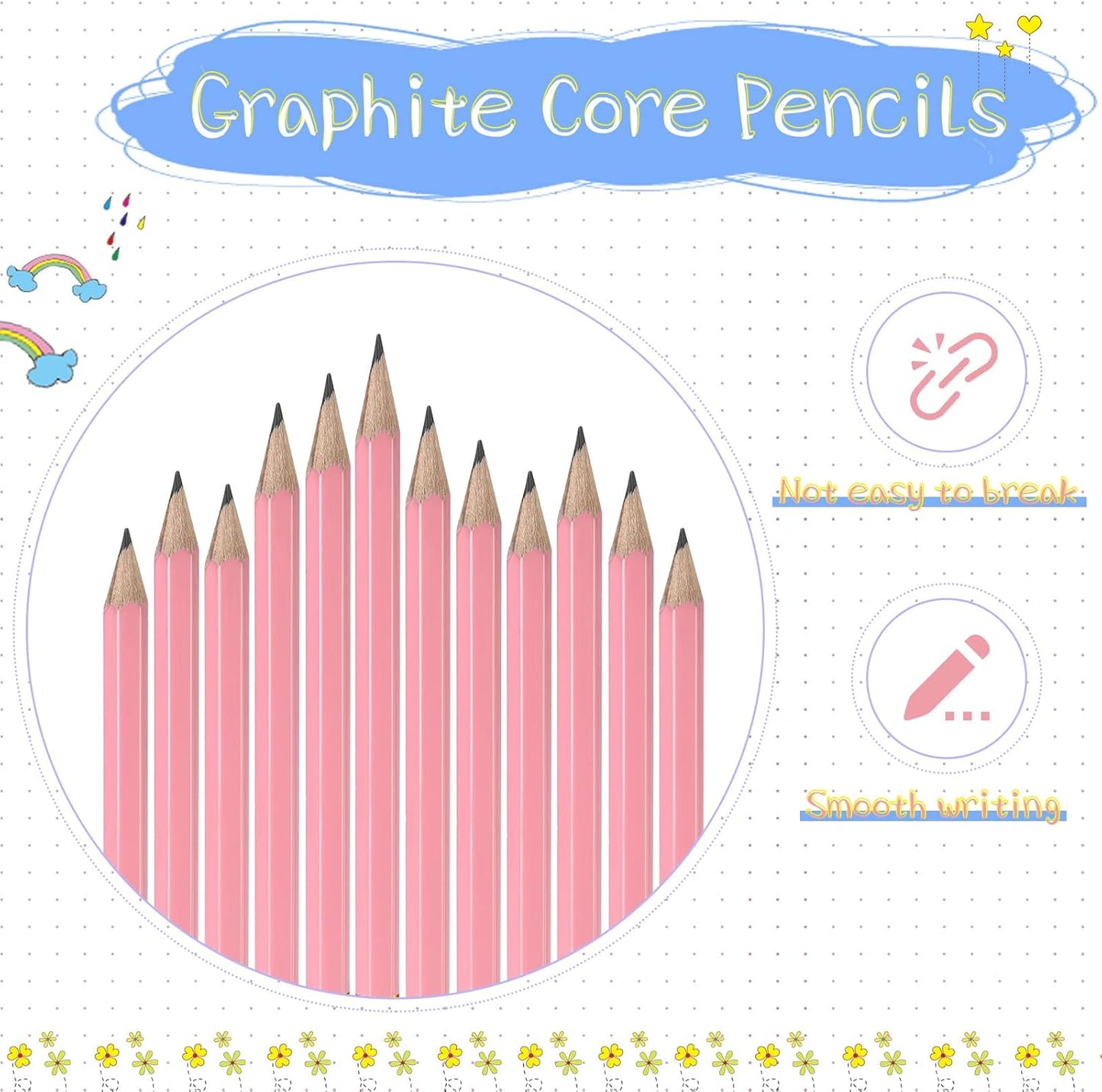 Zonon 24 Pcs Pink Golf Pencils with Erasers Mini Small Pencils Baby Shower Favors Bulk Hexagon Wooden Sharpened Half Graphite 2B for Golf Event, Wedding, Party Game, School, Company, Pew, Pocket