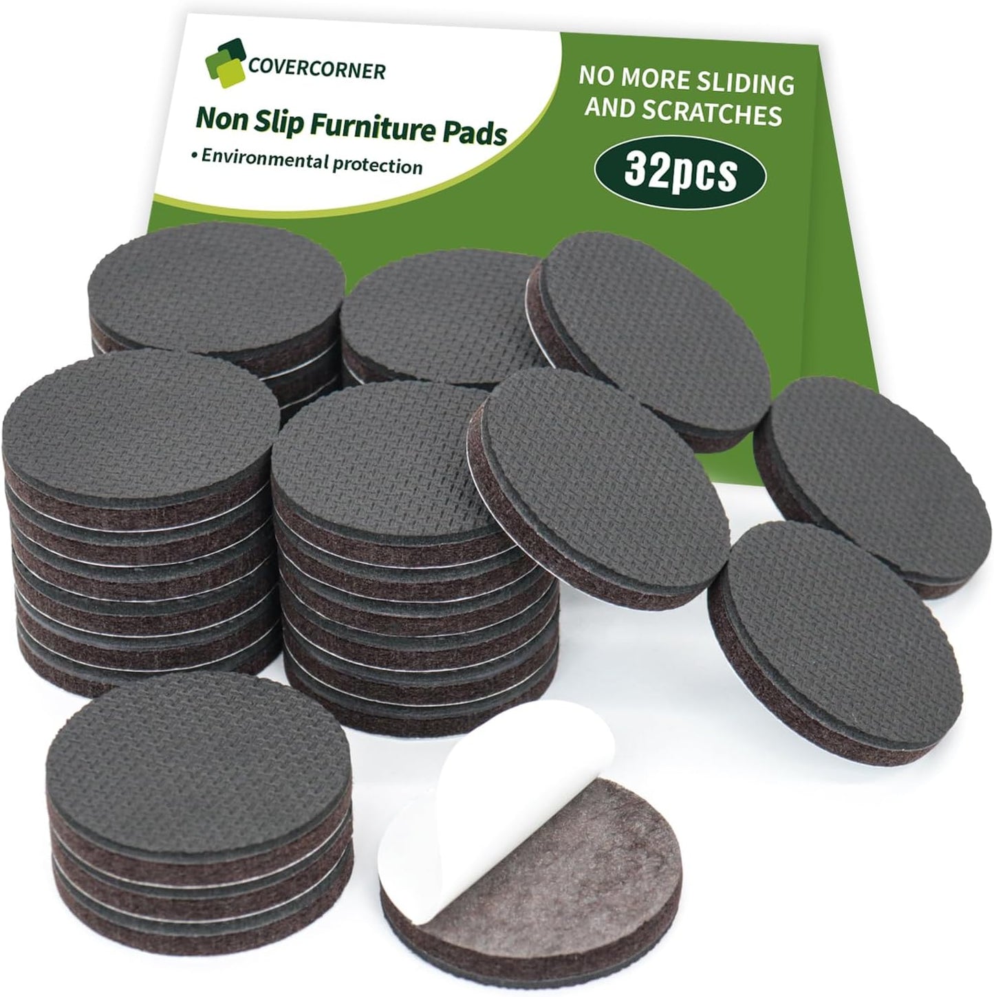 Non Slip Furniture Pads 32 PCS 2'' Round - Anti Slip Furniture Pads - Self Adhesive Rubber Feet Furniture Feet - Chair Leg Floor Protectors - Keep Furniture in Place
