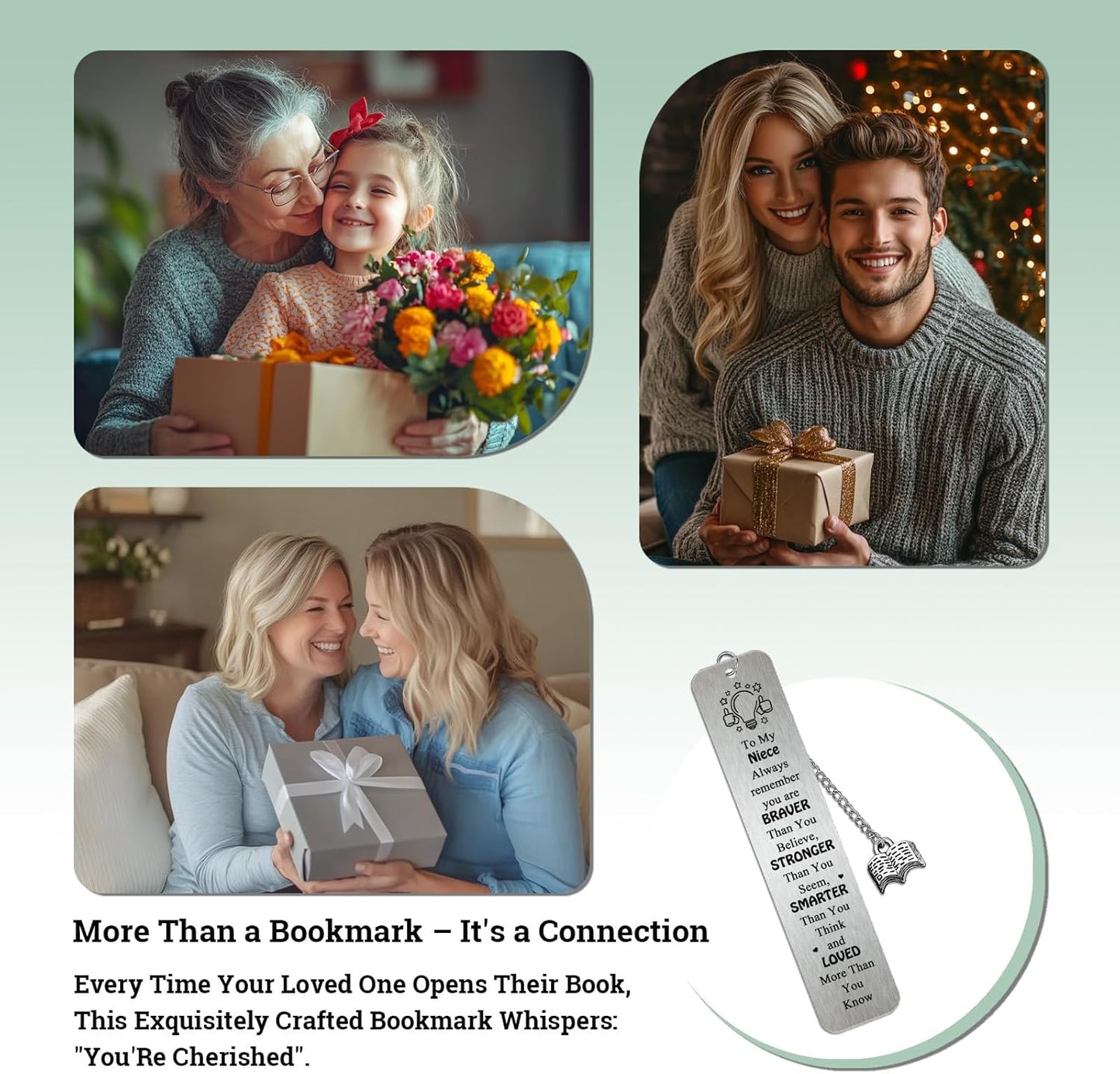 Nieces Gifts from Auntie, Niece Bookmark from Aunt Inspirational Bookmarks for Adult Niece Teen Girls Christmas Gifts