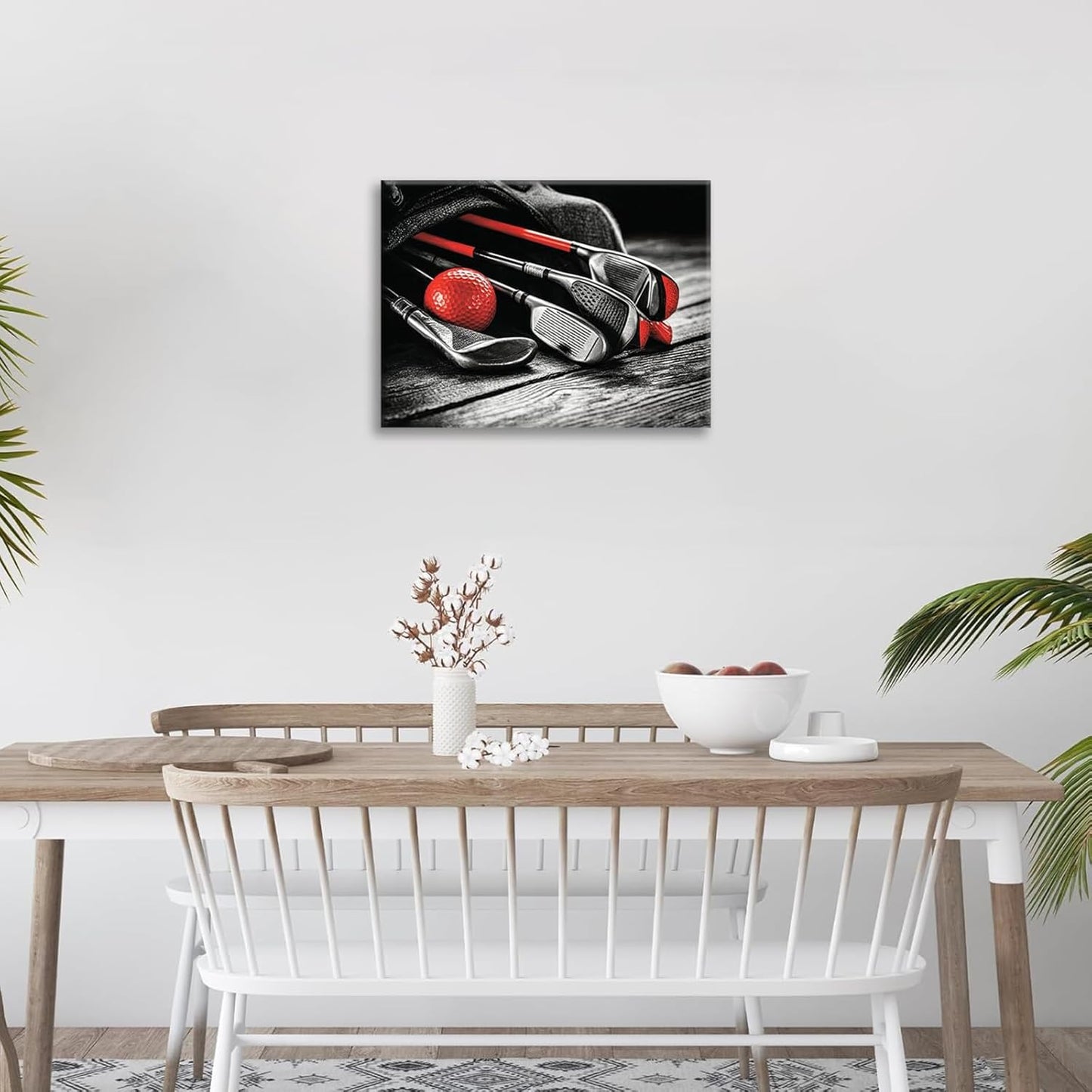 Golf Wall Art, Golf Ball Pictures Wall Decor Black and White Canvas Prints Framed Artwork Paintings Poster Home Office Decorations For Bathroom Bedroom Living Room 16l X 12w