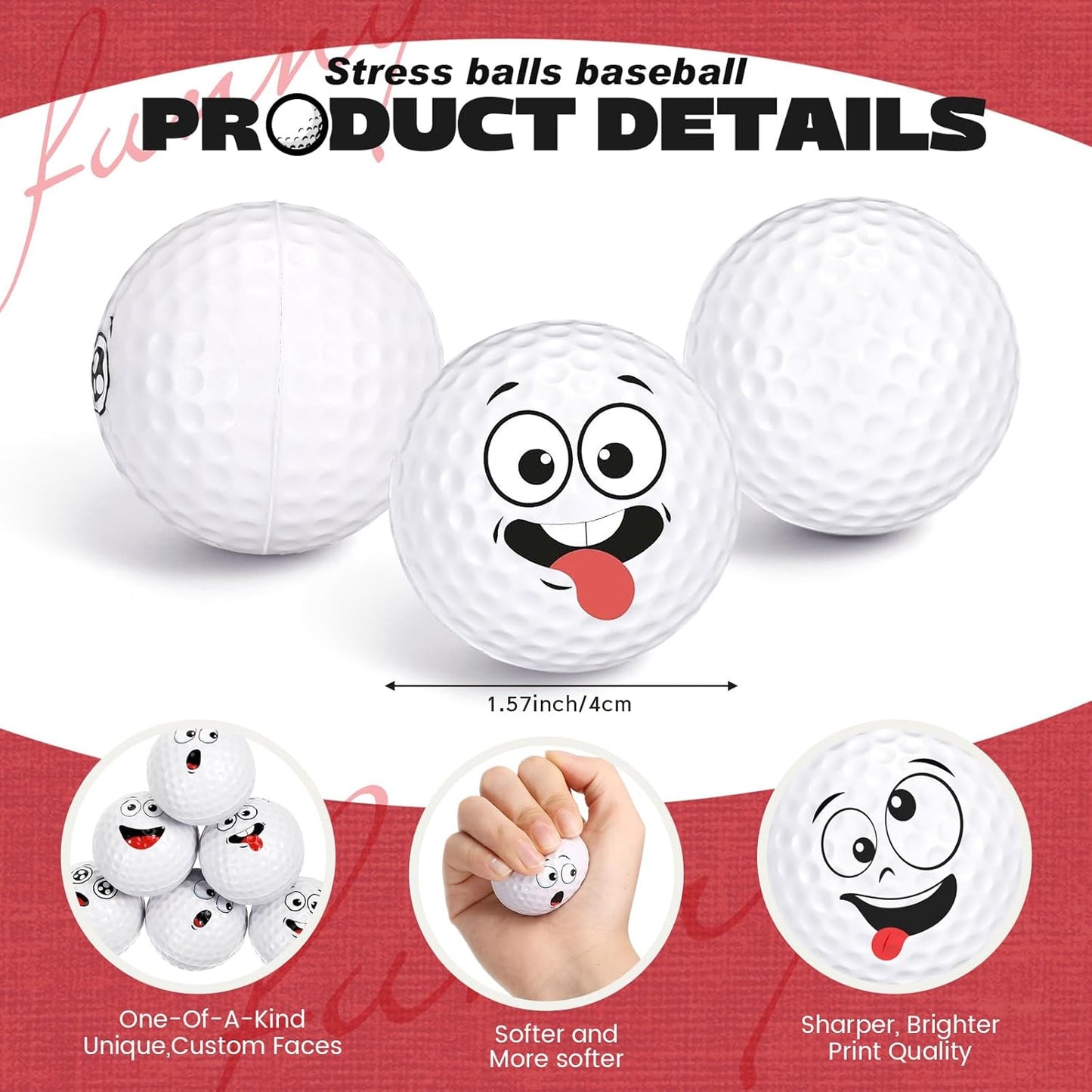 12 Pcs Mini Face Stress Balls for Boys Girls Sport Funny Face Squeeze Foam Balls for Stress and Anxiety Relief for Party Favors Birthday Gift Decoration(Golf)